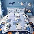 thumbnail image 2 of Manfei Cartoon Ghost Halloween Quilt King,Thanksgiving Pumpkin Print King Coverlet Set,3pcs,1 Bedspread and 2 Pillowcases, 2 of 7