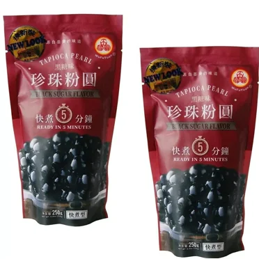 Black Tapioca Pearl Boba Bubble Tea WuFuYuan(2-Pack)