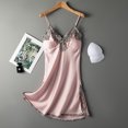 thumbnail image 2 of Samickarr Mini Nightdress Lingerie For Women Silk Nightgown Sleeveless Chemise Slip Lace Dress V Neck Nightwear Satin Homewear Sleepwear, 2 of 8