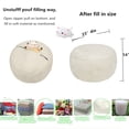 thumbnail image 5 of Thgonwid Unstuffed 21.7*13.7 inch Indoor Vegan Leather Pouf, Cream White, 5 of 7