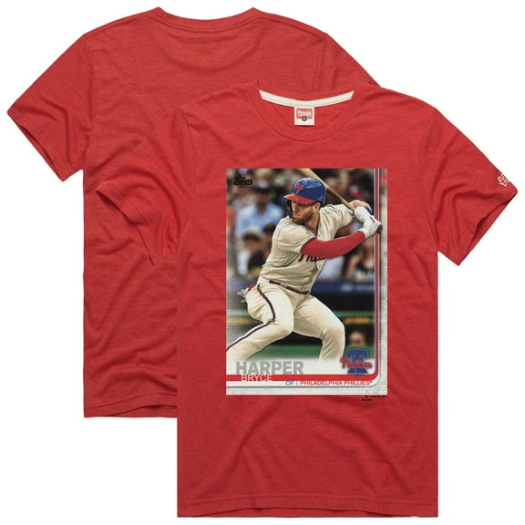 Men's Homage Bryce Harper Red Philadelphia Phillies Topps Baseball Card Tri-Blend T-Shirt