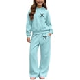 thumbnail image 6 of AVRNLIQ Girls Loungewear 2-Piece Set Hoodie & Wide Leg Sweatpants, Light Blue, Sizes 5-14,Size 9-10 T, 6 of 6