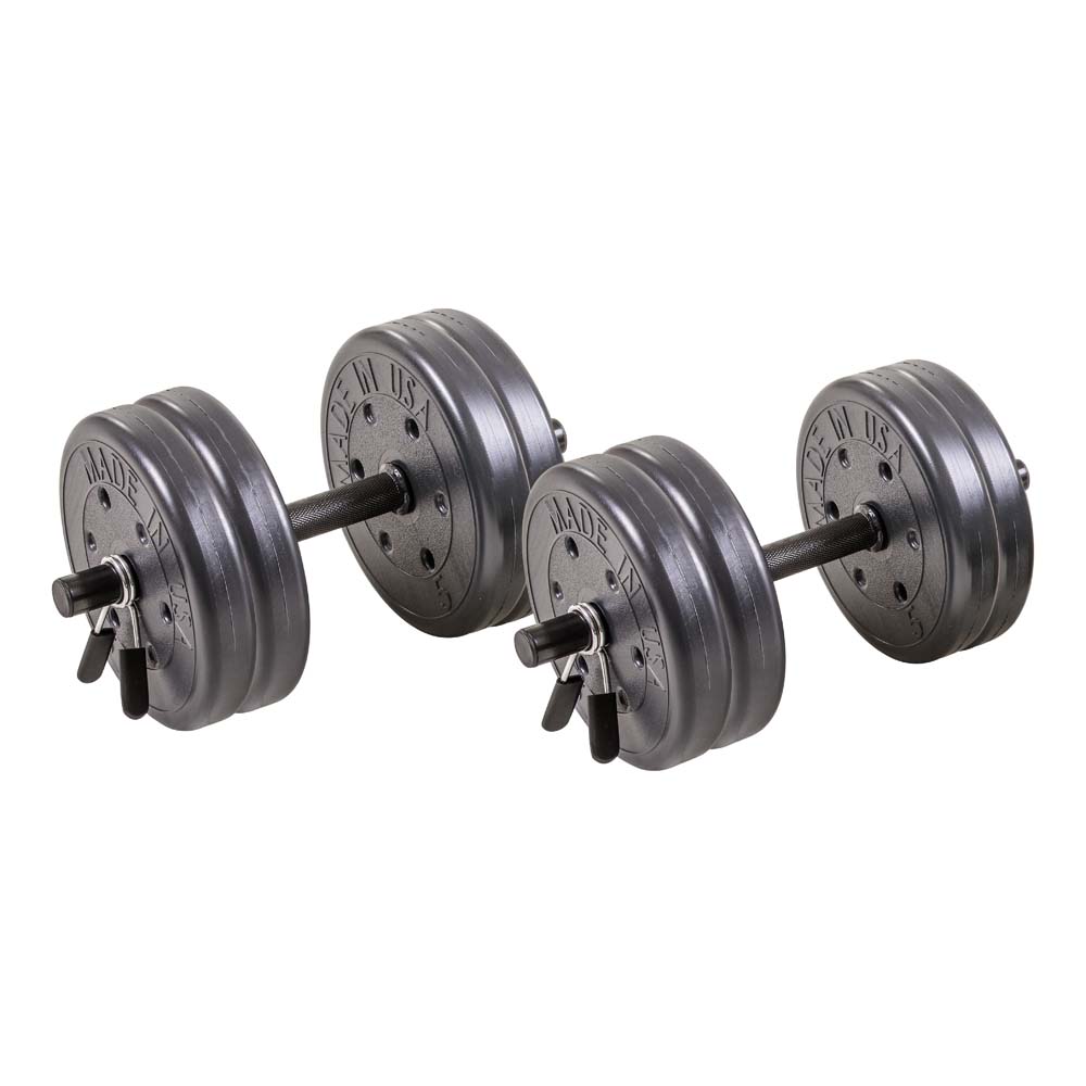 US Weight Adjustable 42LB Dumbbell Set with Spring Clips, 14" Knurled Bars – A, Essential Home Gym Equipment for Strength Training