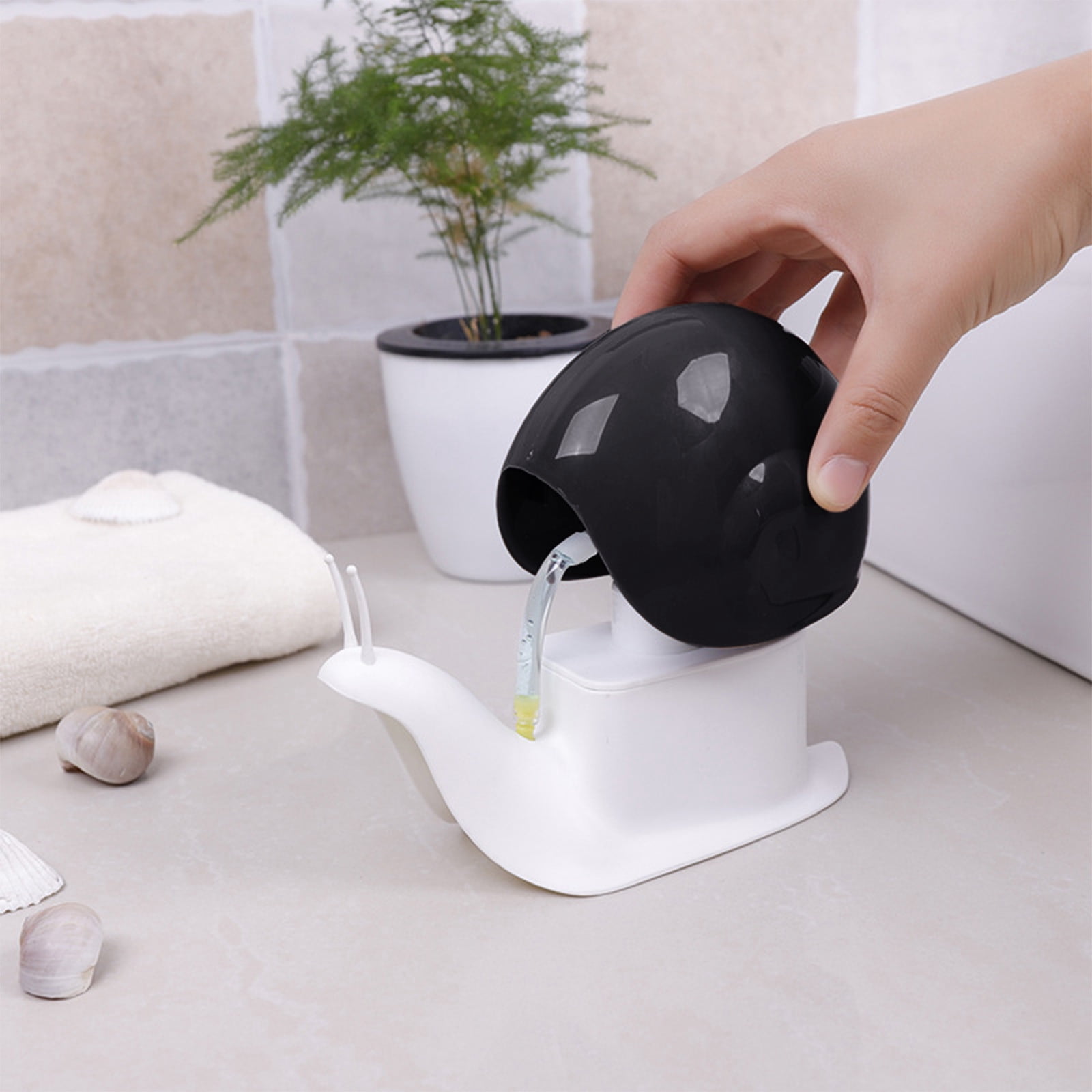 TaTaai 2Pcs Cute Snail Soap Dispenser - Hand Soap Pump for Bathroom & Kitchen, Lotion, Shampoo, Shower Gel Dispenser, Durable & Leak-Proof Design, Bathroom Accessories