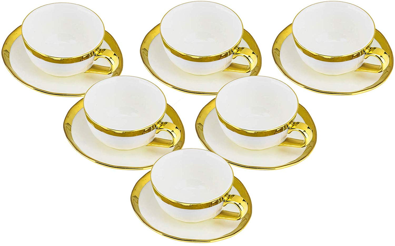 Yedi YCC684, 4 Oz Fine Porcelain Espresso Cup + Saucer, Ceramic Espresso Set, New Bone China