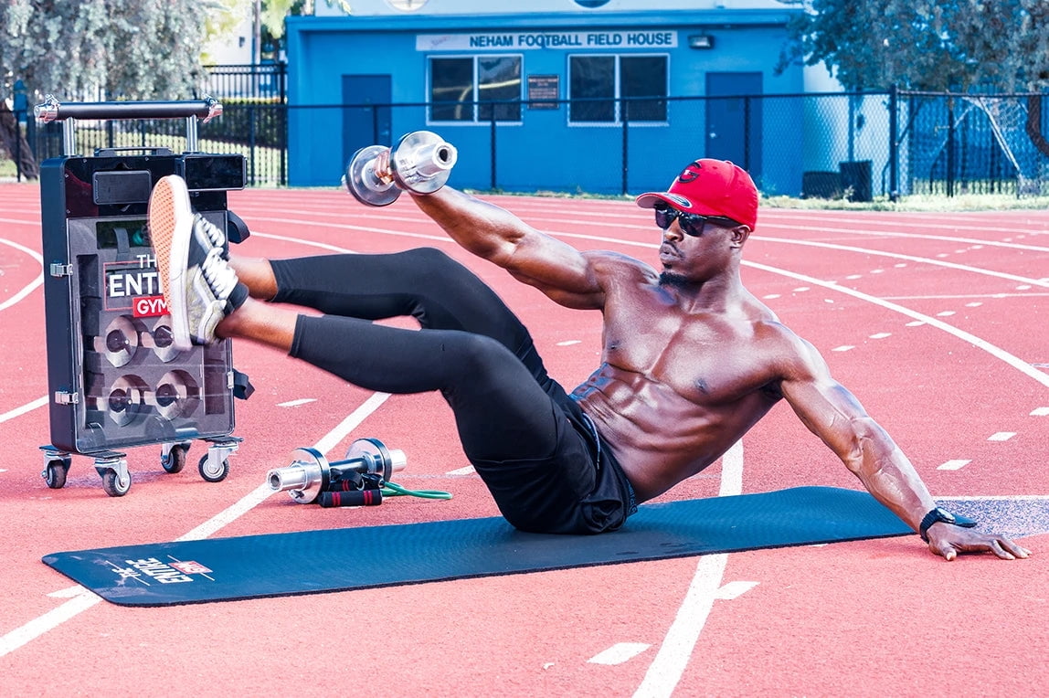 A The Entire Gym- Portable Home Gym Fitness Solution,Dumbbells Jump Rope Resistance Tube Booty Bands Workout Mat Bluetooth Speaker All-in-one Compact Full-sized Gym Rolling Case