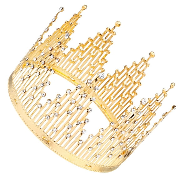 MLINS Golden Crystal Crown Cake Topper for Decoration Made of Metal Great for Birthday Party or Wedding Cake