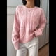 thumbnail image 5 of Suéteres de Cuello Redondo de Punto Extragrandes para Mujer Rosa XL, 5 of 7