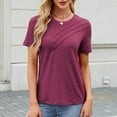 thumbnail image 6 of Dgankt Summer Tops for Women Women's New Short Sleeve Round Neck Solid Color Button Casual Fashion Blouse, 6 of 8