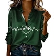 thumbnail image 2 of Hxlamzoo St. Patricks Day Shirt Women 2026 Long Sleeve Button Down Irish Clover Shamrocks Tunic Tops Saint Patty's Day Outfit, 2 of 5