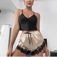 thumbnail image 3 of Efsteb Womens Pajamas Pajama Sets V-Neck Sleeveless Tops Shorts Two Piece Set Casual Sleepwear Loose Solid Color Summer Loungewear Outfit (Khaki,L), 3 of 4