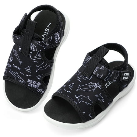 

STQ Girls Sandals Outdoor Lightweight Hook And Loop Non Slip Beach Shoes For Toddler Spring And Summer