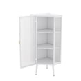 thumbnail image 3 of 22.56'' Floor Cabinet White, With Tempered Glass & 3 , For Living Room, Bedroom, Bathroom, Attractive Door - Practical Stylish Build, 3 of 6