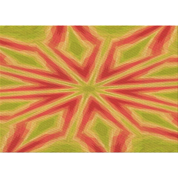 Ahgly Company Machine Washable Indoor Rectangle Transitional Orange Red Orange Area Rugs, 2' x 5'