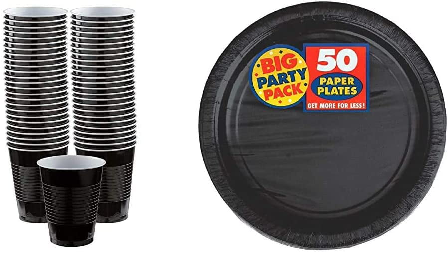 Pack of 20 Party Supply 9 Jet Black Plastic Plates 
