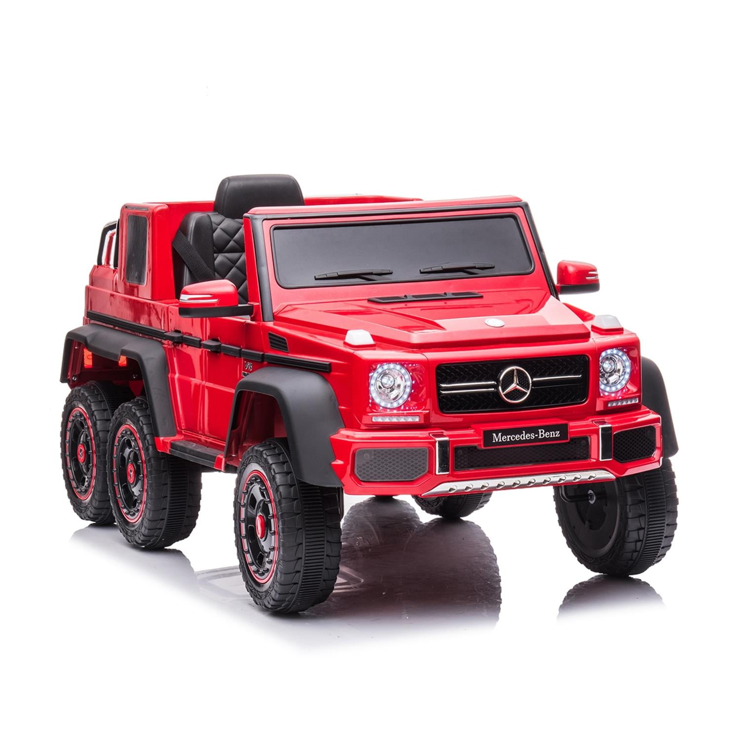 CIPACHO Licensed Mercedes-Benz Electric Car for Kids with 6 Wheel Shock Absorber, 24V Powered Ride On Cars with Remote and Leather Seat, Red