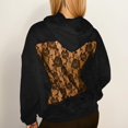 thumbnail image 2 of Trendfront Womens Lace Panel Hoodies Hooded Neck Long Sleeve Sheer Cutout Back Kangaroo Pocket Relaxed Fit Casual Pullover Sweatshirts, 2 of 5