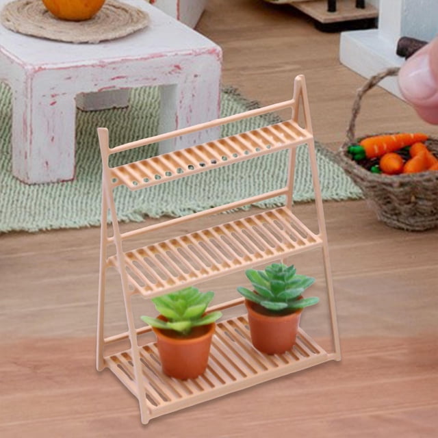 Soporte de planta en miniatura CUTICAT Escala 1:12 Estante de exhibición de 3 niveles