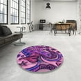 thumbnail image 3 of Ahgly Company Indoor Rectangle Patterned Dark Magenta Purple Area Rugs, 7' x 9', 3 of 6