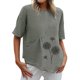 thumbnail image 1 of Blusa de manga corta con estampado de cuello redondo informal para mujer a la moda, Tops de verano Fridja ghk3758, 1 of 5