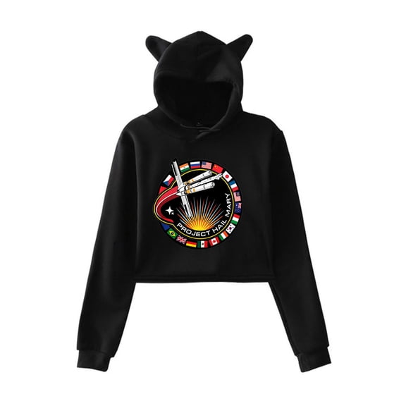 Project Hail Mary Movie Mission Patch Space Cat Ear Hoodie – Women’s Pullover Sweatshirt, Casual Streetwear Top for Sci-Fi Movie Fans Gift Merch