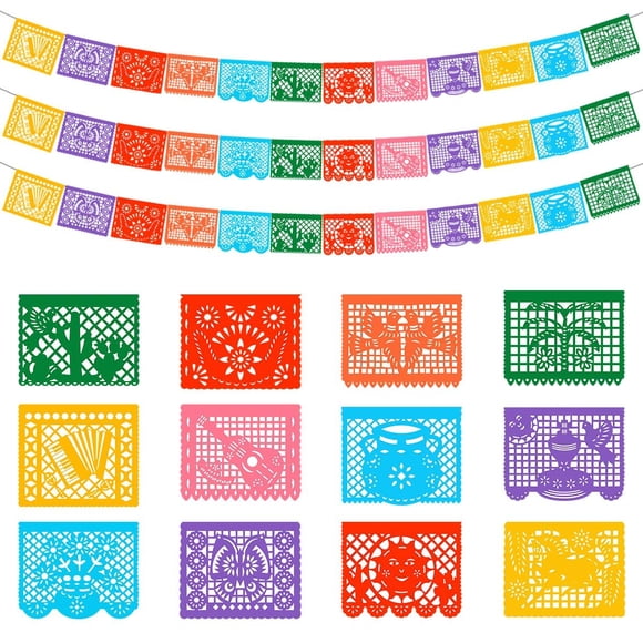 Banderines mexicanos DUNCHATY, paquete de 3, plástico, 6.7 m