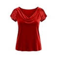thumbnail image 3 of Camisas de Color Sólido para las Mujeres Plisado Estirable Puños Cuello en V Suéter de Manga Larga Blusa, Camisas de Manga Larga de las Mujeres, 3 of 5