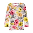 thumbnail image 4 of Taqqpue Women's Plus Size 3/4 Sleeve Tunic Tops Casual Crewneck Button Shirts Comfy Loose Floral Blouses Pullover Tops Oversized T-Shirts Trendy Tops Long Sleeve Shirts for Women, 4 of 4