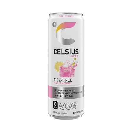 CELSIUS Fizz Free Pink Lemonade, Functional Energy Drink 12 fl oz Single Can