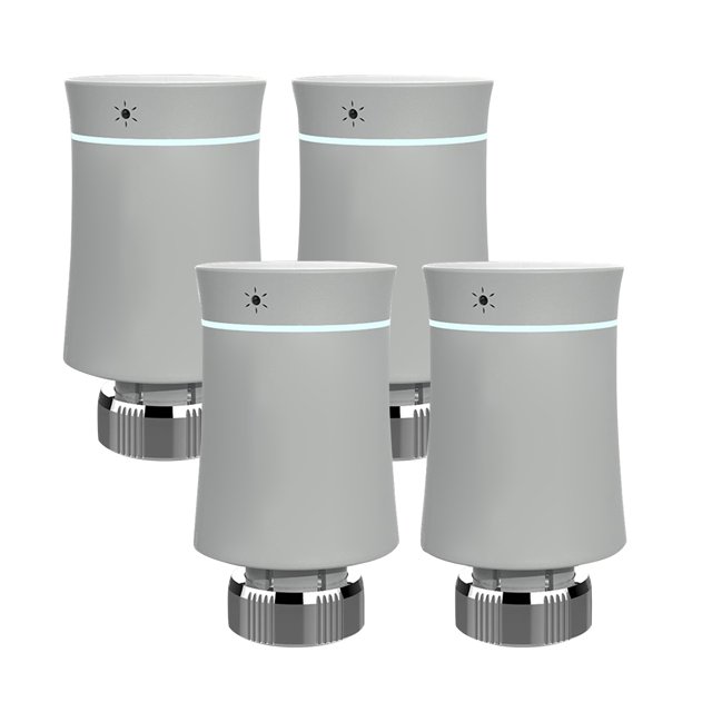 4 Pcs Thermostat de Radiateur Intelligent avec Contrôleur de Température Intelligent Programmable Smart Life, Commande Vocale pour Climatisation à Domicile, Plaque Chauffante Compatible avec Tuya App Alexa Google ZigBee Gris