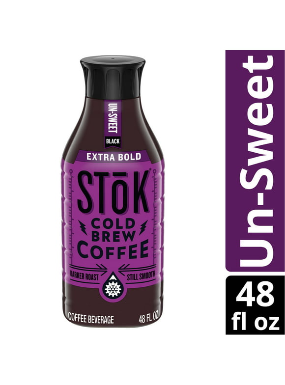 SToK Black, Unsweetened, Dark Roast Extra Bold Cold Brew Coffee, 48 fl oz Bottle
