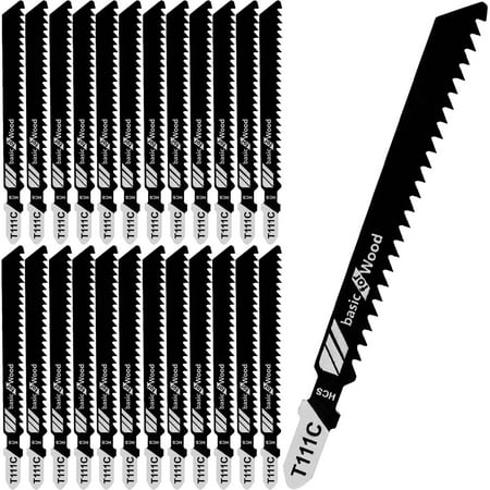 

Pluokvzr Jig Saw Blade 25pcs 100mm High Carbon Steel Assorted Saw Blades with T-shank Fast Cut Down Cutter Accessories for Softwood Plywood Fiberboard
