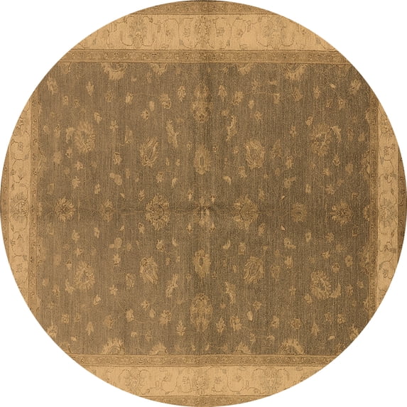 Ahgly Company Indoor Round Oriental Brown Industrial Area Rugs, 6' Round