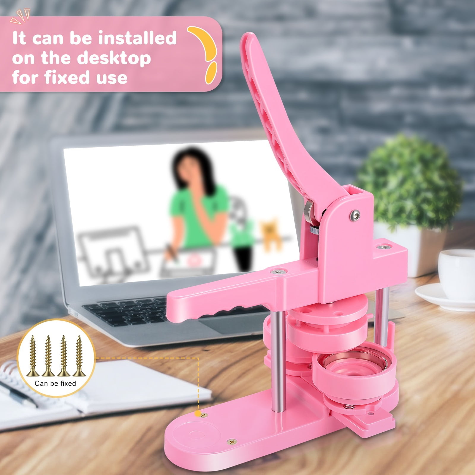 Pink Button Badge Maker Machine 32mm Mold Button Pin Press Machine ,Beginner-Friendly