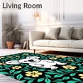 thumbnail image 2 of ODIKA 2'x3' Machine Washable Non-Slip Area Rug, Enchanting Forest Koala Amidst Leafy Vines and Petal Bursts High Traffic Rug with Pad, Black, 640812, 2 of 8
