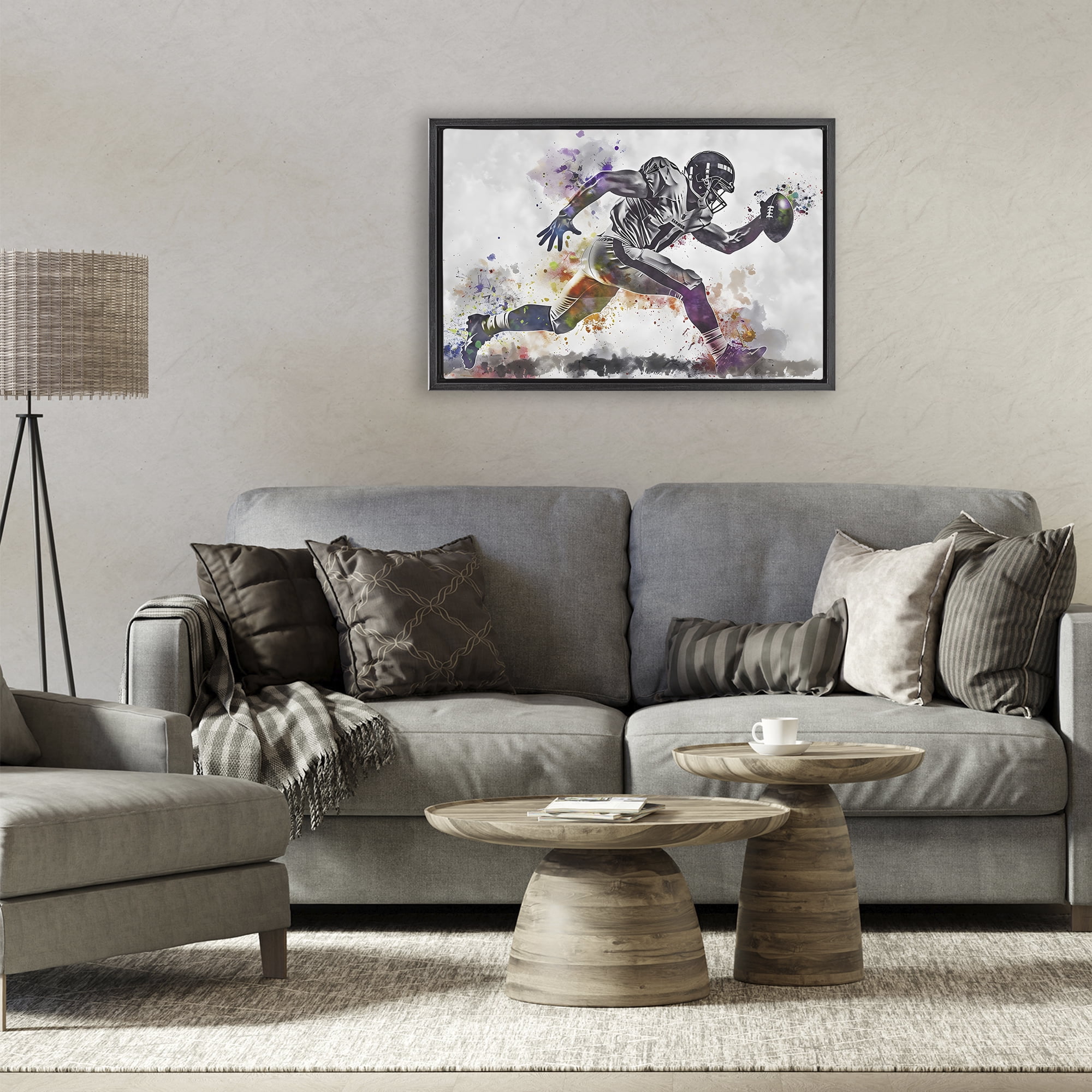 Stupell Industries Endurance Football Sprint Black Framed Floater Canvas Wall Art, design by Creative Studio