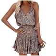 thumbnail image 3 of Vestido HUOGUO, sin mangas, cuello en V, estampado casual, para mujer, 3 of 5