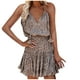 thumbnail image 3 of Vestido HUOGUO, sin mangas, cuello en V, estampado casual, para mujer, 3 of 5