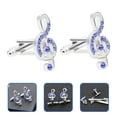 thumbnail image 2 of 2 Pairs Note Sleeve Buckles Shirt Sleeve Cufflinks Men Rhinestone Buttons, 2 of 9