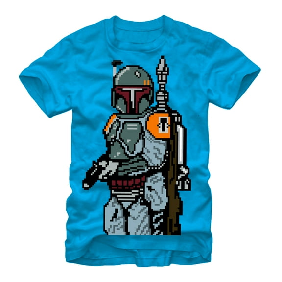 Men's Star Wars Pixel Boba Fett Bounty Hunter Graphic Tee Turquoise Large