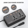 thumbnail image 2 of 12v to 110v power converter car with cigarette lighter plug fast charging car inverter 200w inverter,Black, 2 of 12