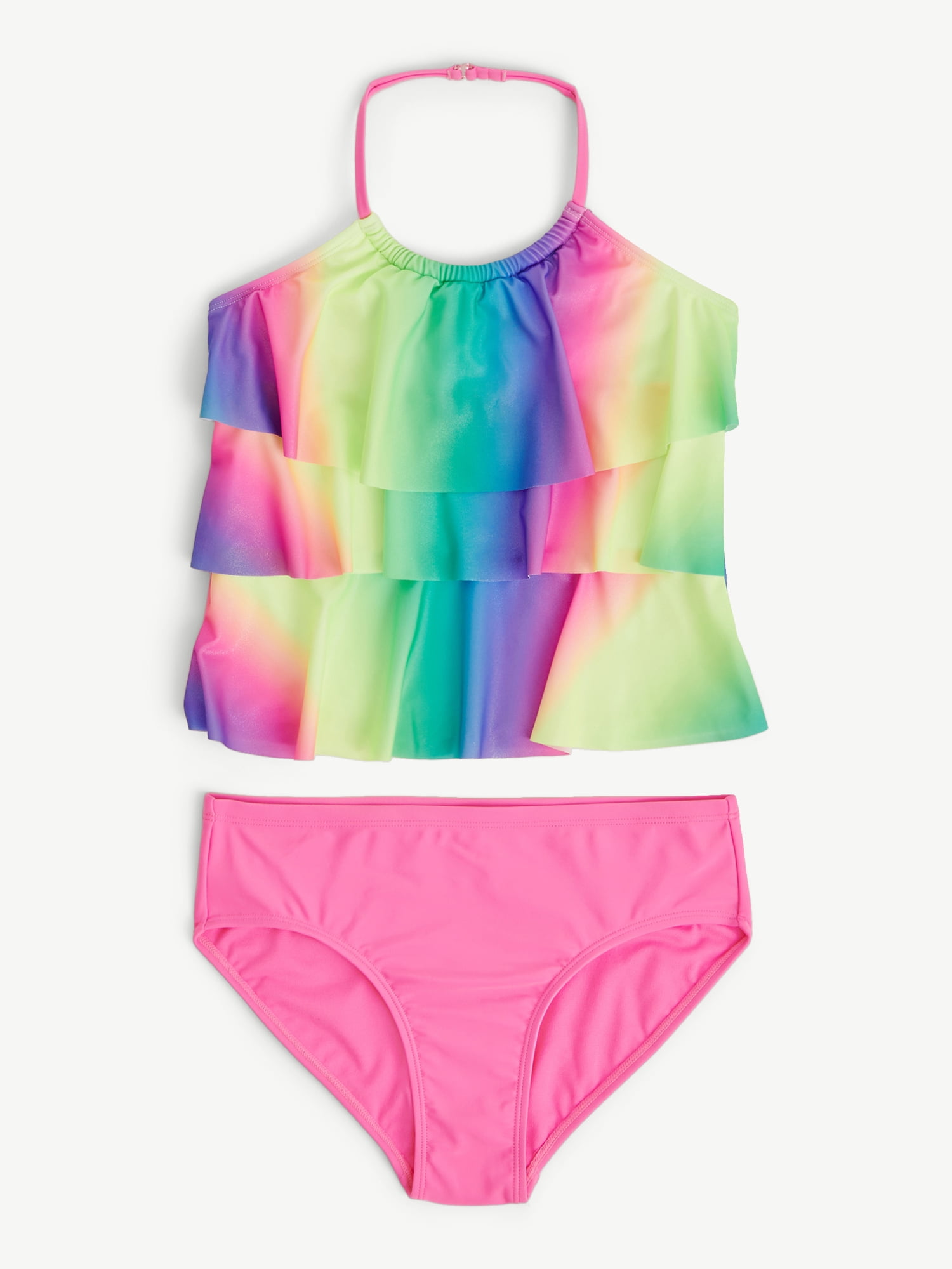 Justice Girls 2 piece Ruffle Halter Tankini Swimsuit, sizes XS-XL