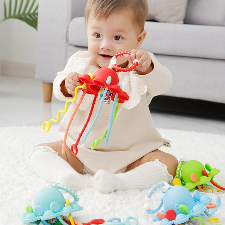 Montessori Toys for Babies 6-12 Months Baby Silicon Sensory Travel Pull  String Teething Toys for 3-6 Months 1 Year Old Hang on Stroller Crib Car  Seat