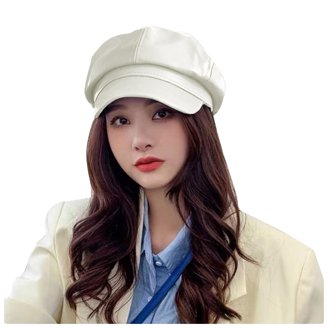 Penkiiy Women Newsboy Hats Leather Visor Beret Cabbie Hat Vintage