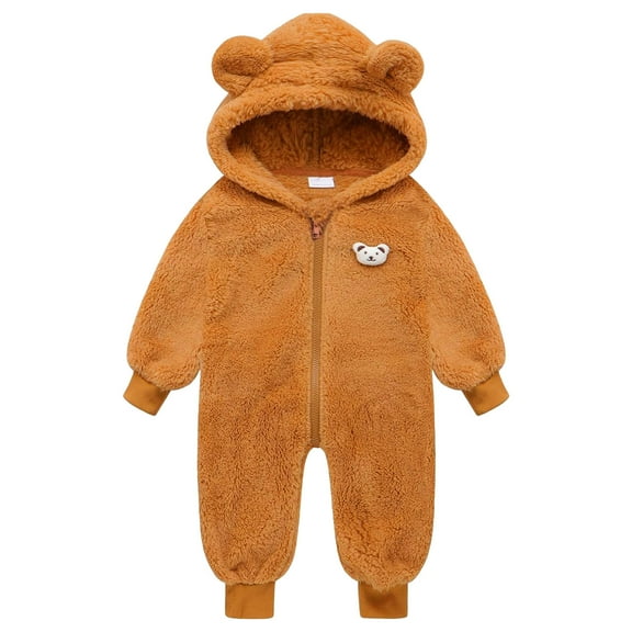Zshosam Gender Neutral Baby Clothes Fleece Baby Jacket Winter Suit Bunting Soft Cozy Warm Jumpsuit for Infants Size 18 24 Months,(Brown 18-24 Months)