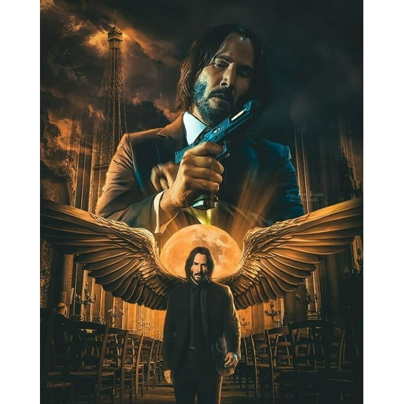 5D John Wick Diamond Art Kits for Adults Beginners, Killer DIY Full Round Drill Diamond Painting Kits, Paint by Diamonds Dot Gem Art Crystal Easy,12×16Inch