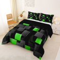 thumbnail image 2 of Manfei Abstract 3D Cube Full Size Comforter Sets, Geometric Checkered Bedding Comforter Set, Black and Green, Black Reversible 3pcs, 1 Comforter and 2 Pillowcases, 2 of 6
