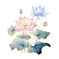 thumbnail image 3 of Etiqueta de la pared,Pegatina de pared de loto decoración del hogar impermeable,Calcomanía de pared para sala de estar Etiqueta artística de flores elegantes,Calcomanía de pared Fácil, 3 of 8