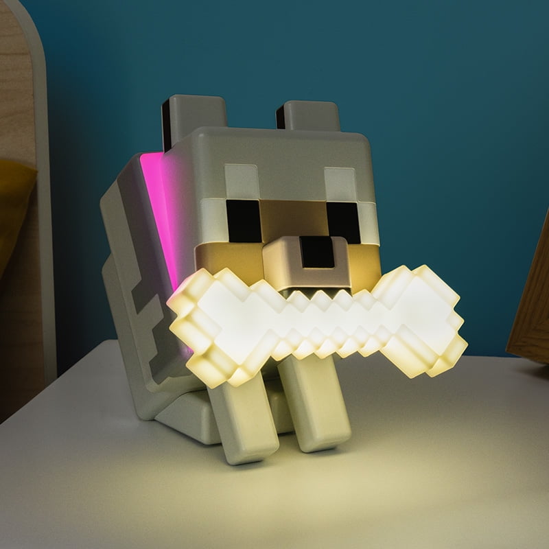 Minecraft Wolf Light, 5.6in 3D Color Changing Lamp, Officially Licensed Gift by Paladone