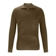 thumbnail image 3 of ZCFZJW Men's 1/4 Zip Turtleneck Sweater, Soft Ribbed Knitted Pullover with High Collar, Loose Fit Long Sleeve Casual Knit Sweatshirt Brown XXXL, 3 of 5